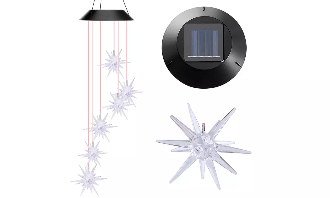 LED Color-Changing Solar Power Wind Chime Night Garden Decoration Spiral Spinner