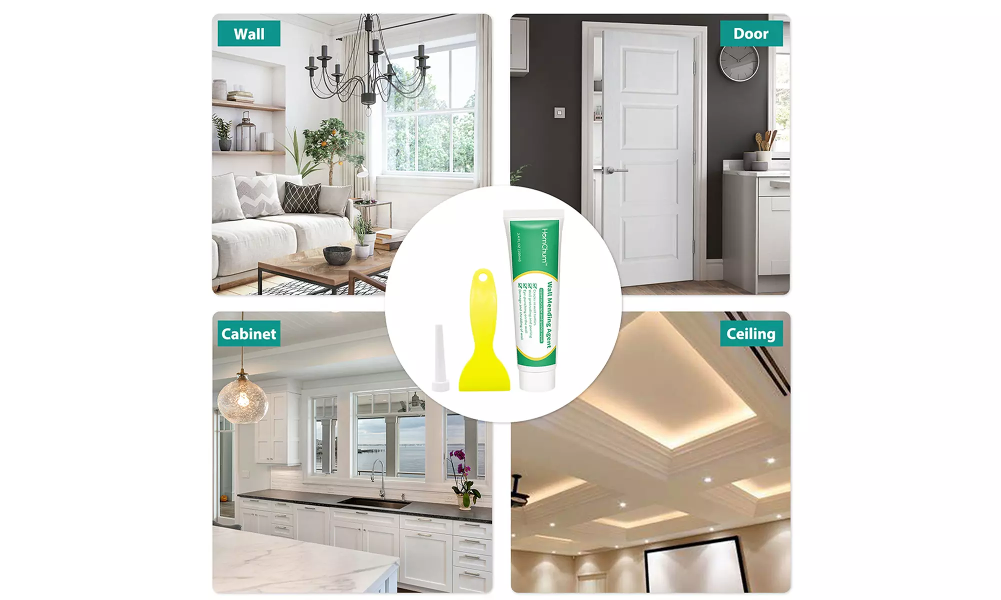 Spackle Wall Repair Kit Drywall Patch Repair Paste with Scraper 2 Pack Set - Second Medium