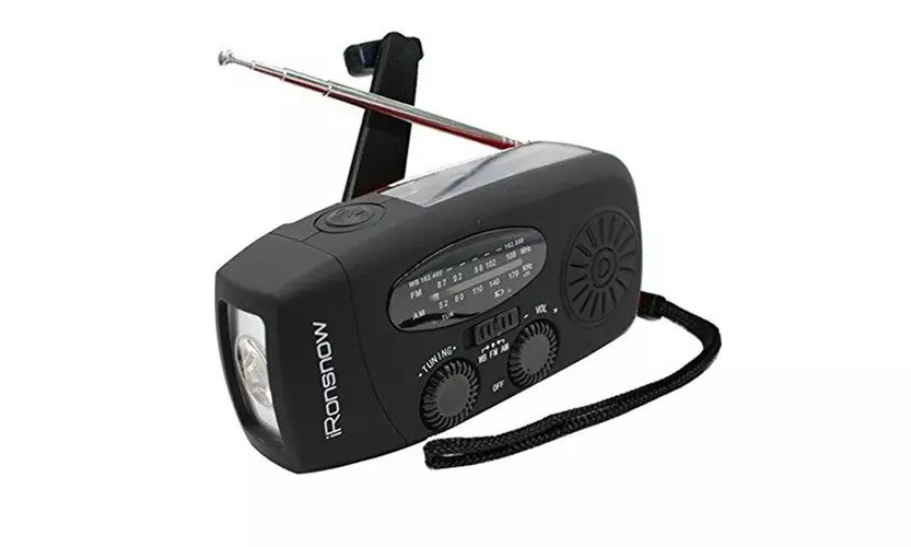 Solar Hand Crank Radio AM FM Weather Emergency Radio LED Flashlight Power Bank - Primary Image