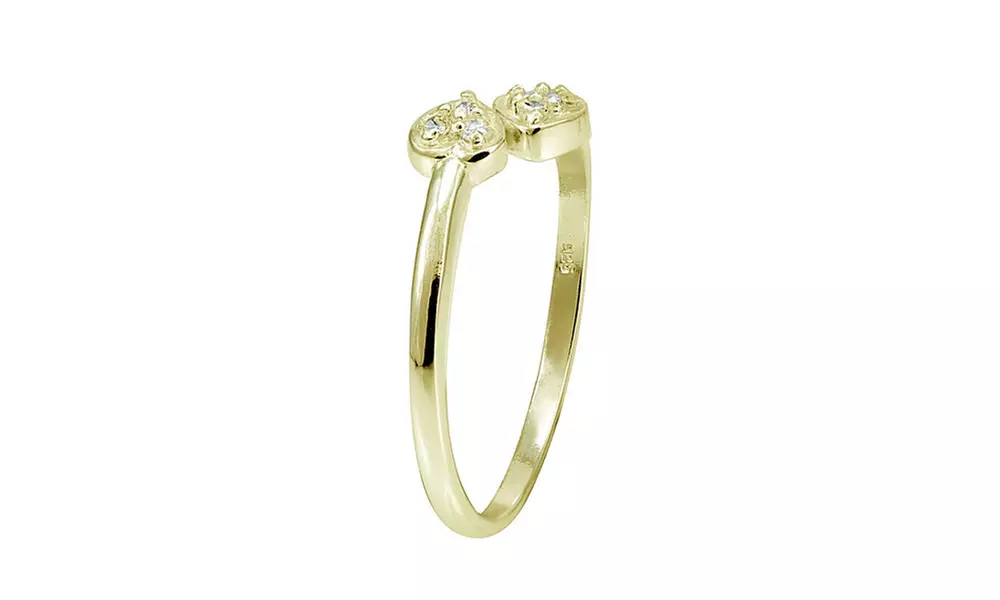 Gold Tone Over Sterling Silver CZ Double Heart Toe Ring