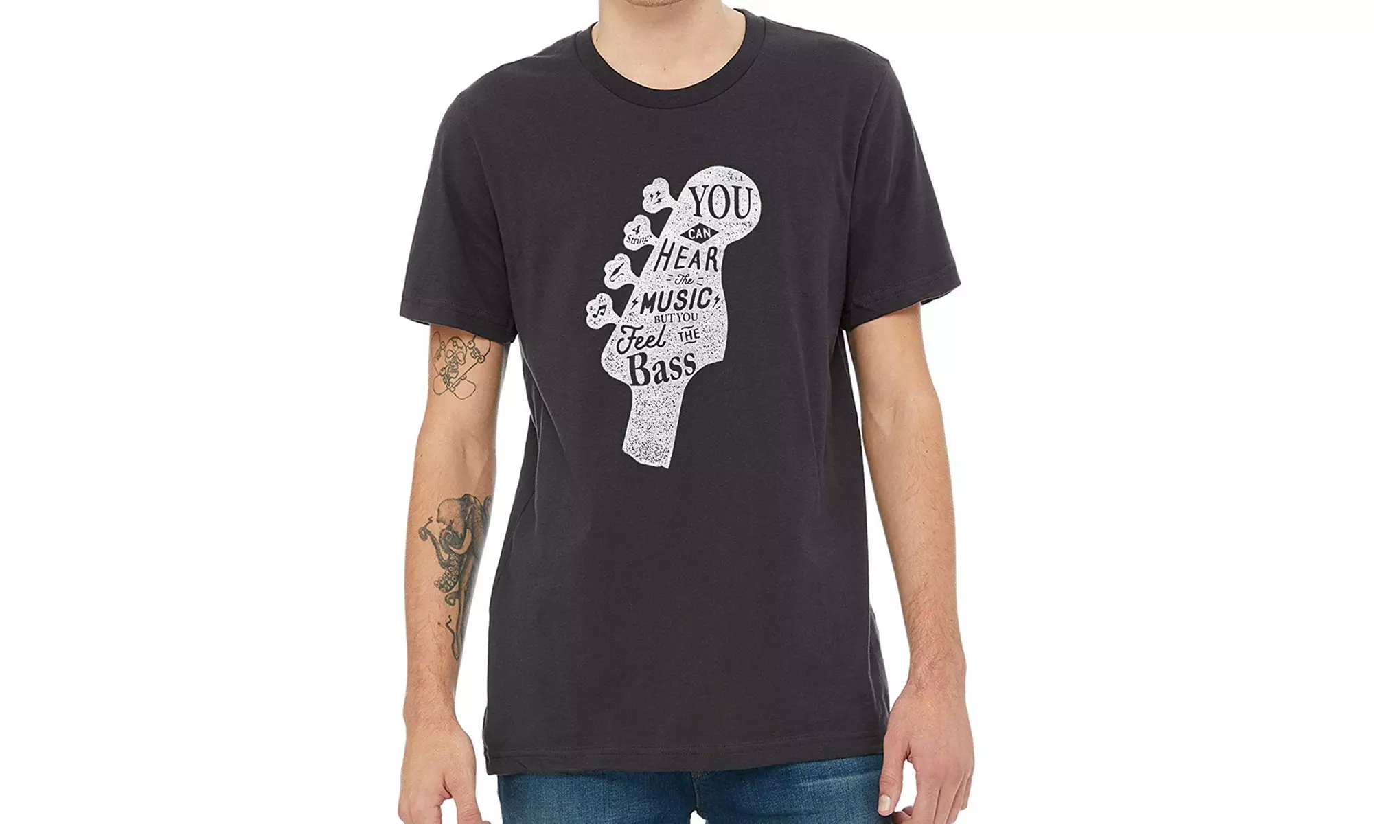 WUE Bass Guitar T Shirt Cool Life Quote Musician Tee Guitar Shirt You Can Hear - Primary Image