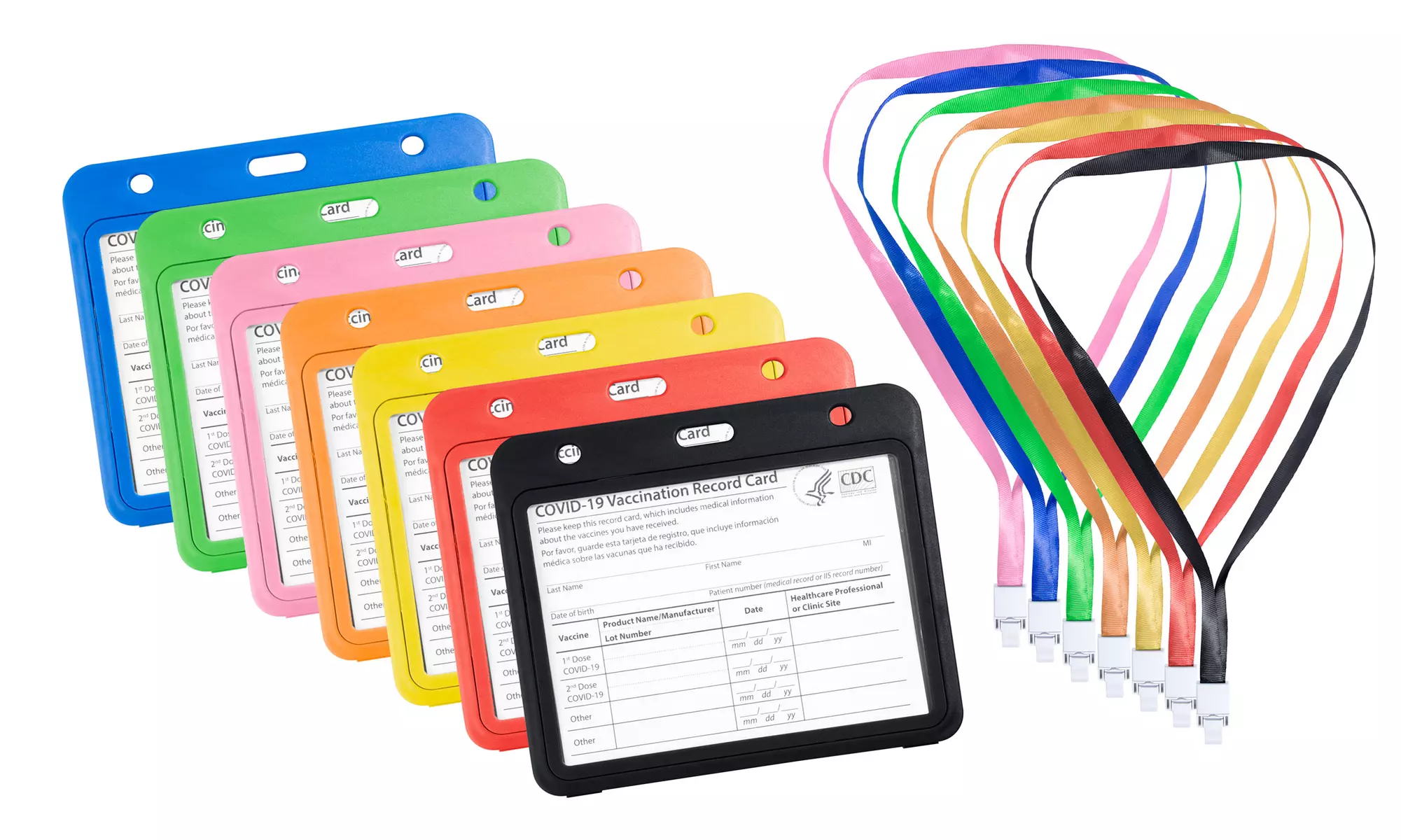 3-Pack Vaccine Card Protector Case with Lanyard, CDC Vaccination Card Hard Cover - Primary Image
