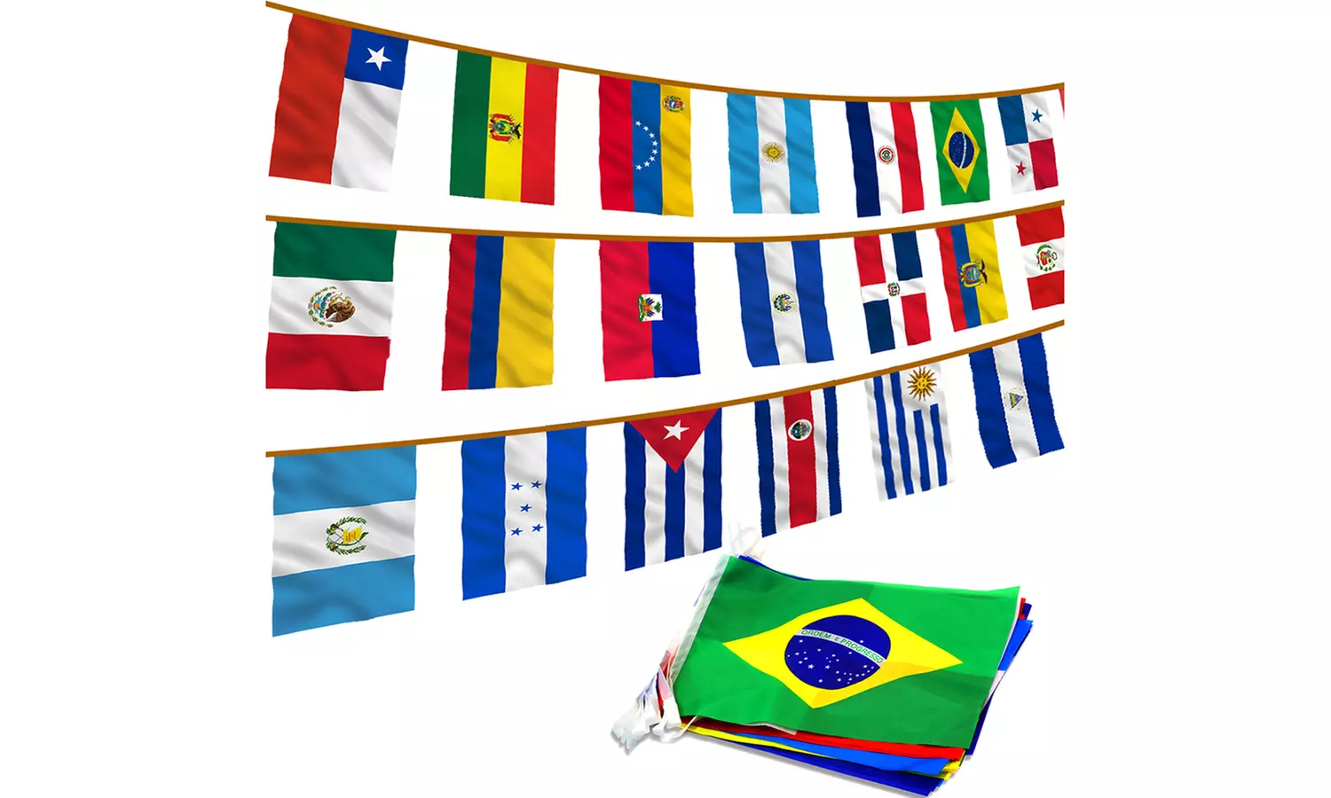 Anley Latin America 20 Countries String Flags - Assorted Latino Flag Banners - Primary Image