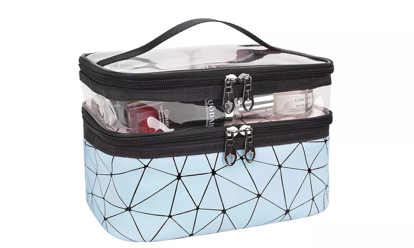 Large Double Layer Cosmetic Bag Makeup Case Organizer Travel Toiletry Bag