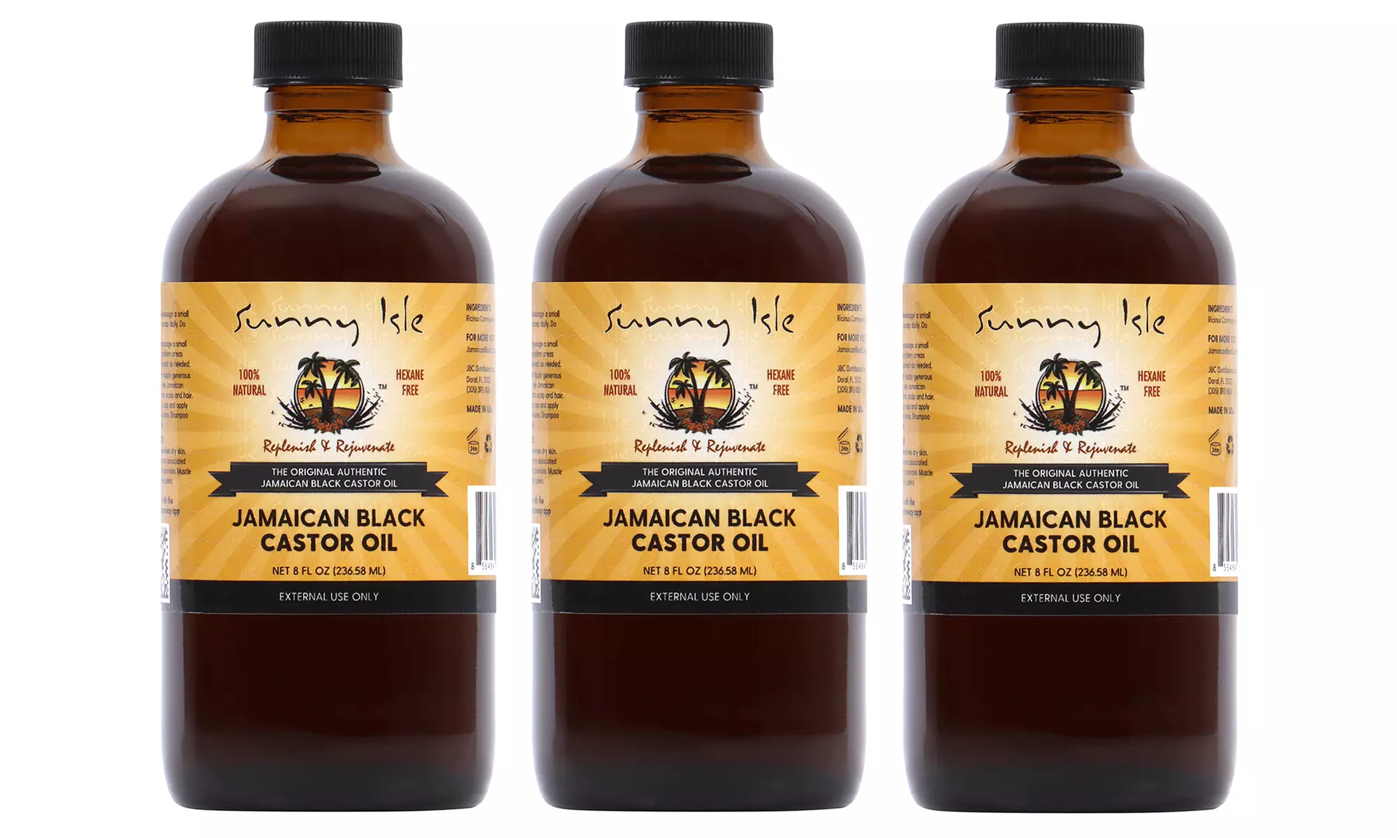 Sunny Isle Jamaican Black Castor oil 8 oz. ( 1 to 3 Pack) - Second Medium