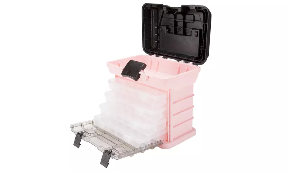 Stalwart Parts & Crafts Rack Style Tool Box with 4 Organizers - Pink - Primary Image
