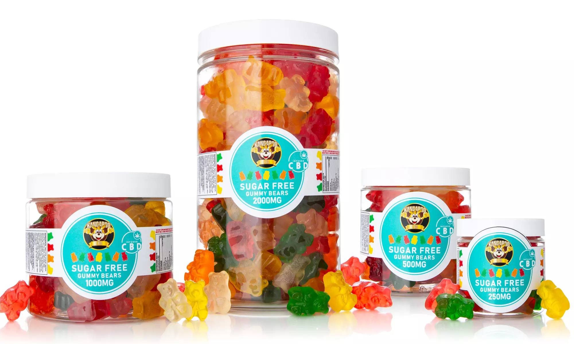 Sugar-Free CBD Gummy Bears & Gummy Worms from Kangaroo CBD (150mg-2000mg) - Primary Image