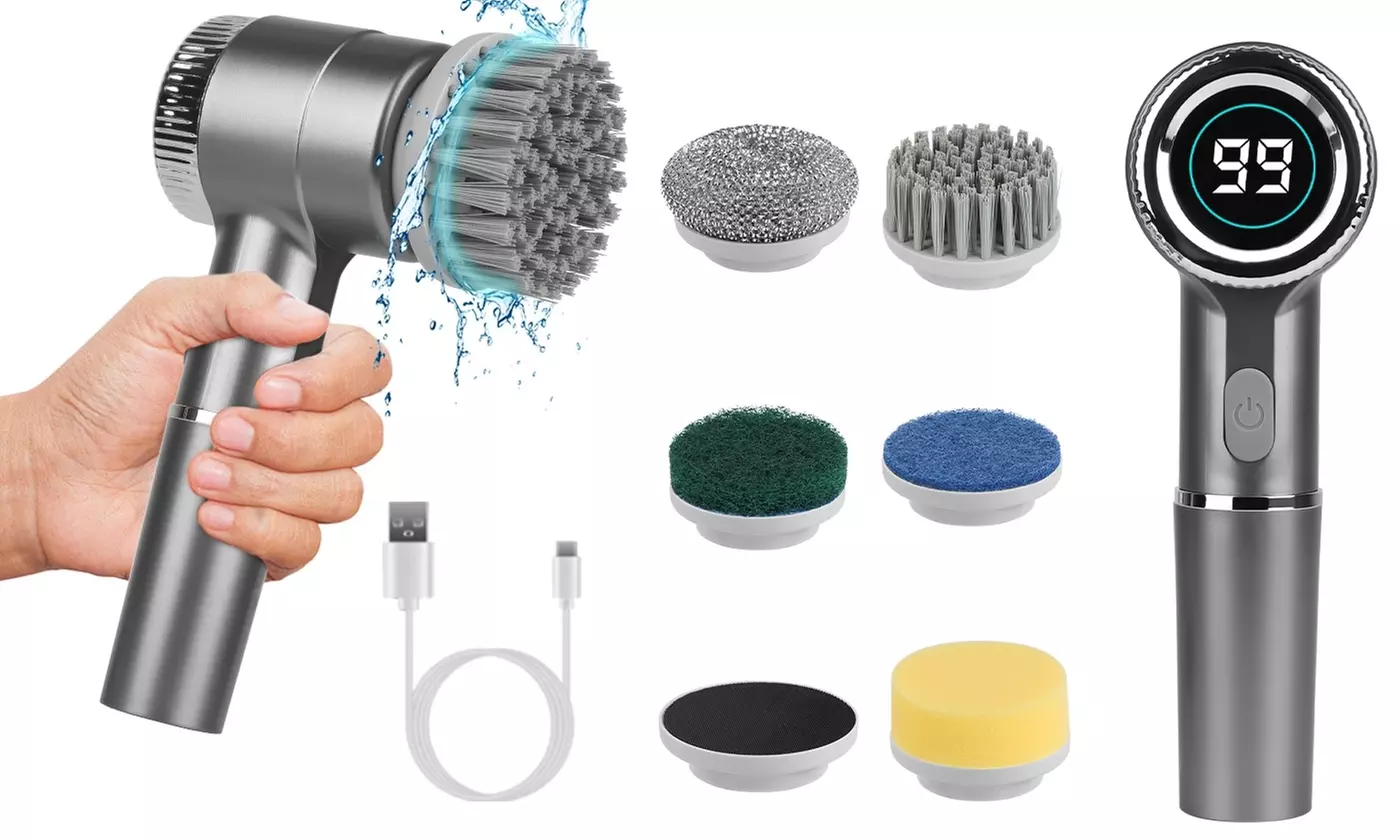 NewHome Electric Spin Scrubber: Cordless with 5 Brush Heads & 3 Speed Settings