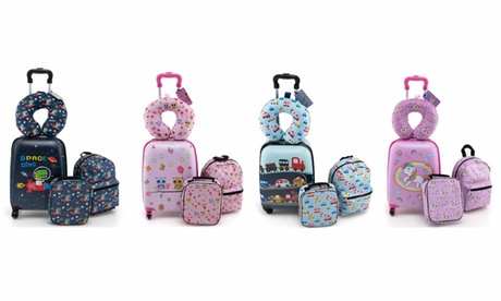 Five-Piece Costway Kids Luggage Set Light Pink