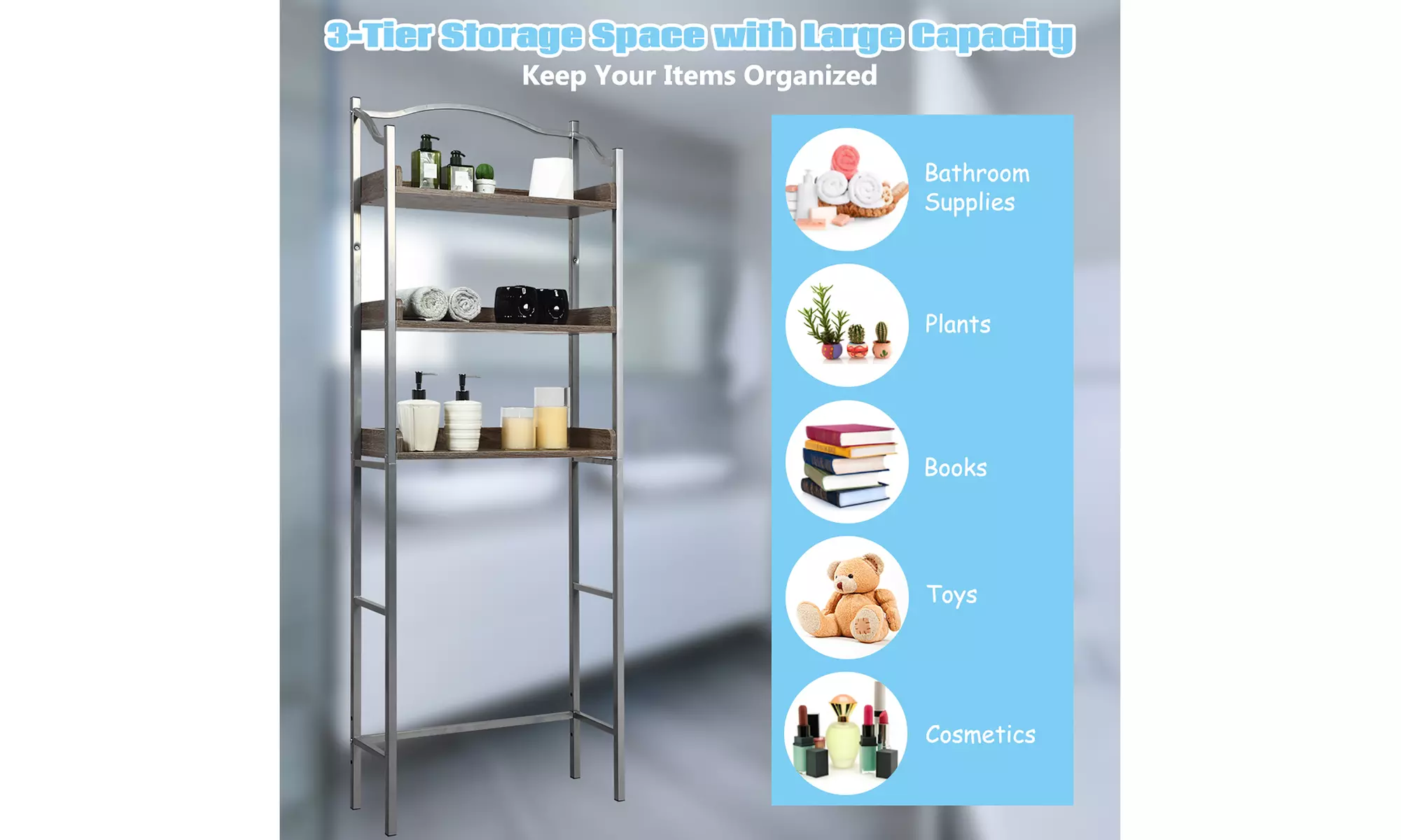 Costway 3-Tier Bathroom Spacesaver Storage Rack