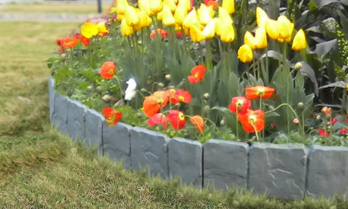 iMounTEK Cobbled Stone Plastic Garden Lawn Boarder Edging (20 or 40 Piece) - Primary Image