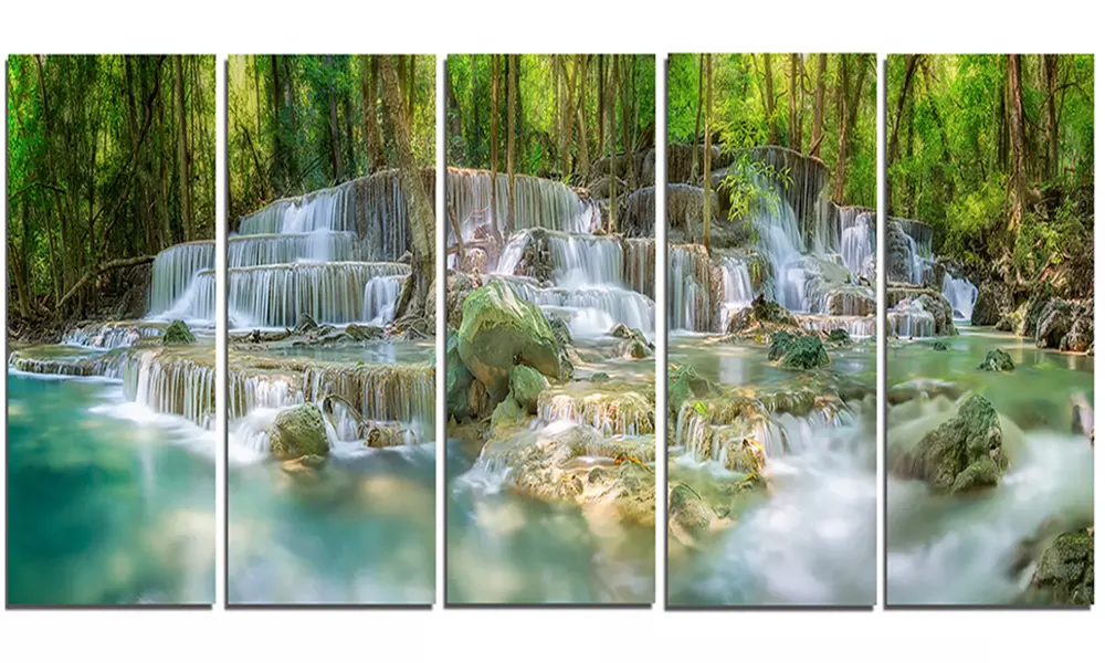 Level 6 of Huaimaekamin Waterfall Metal Wall Art 60x28 5 Panels - Primary Image