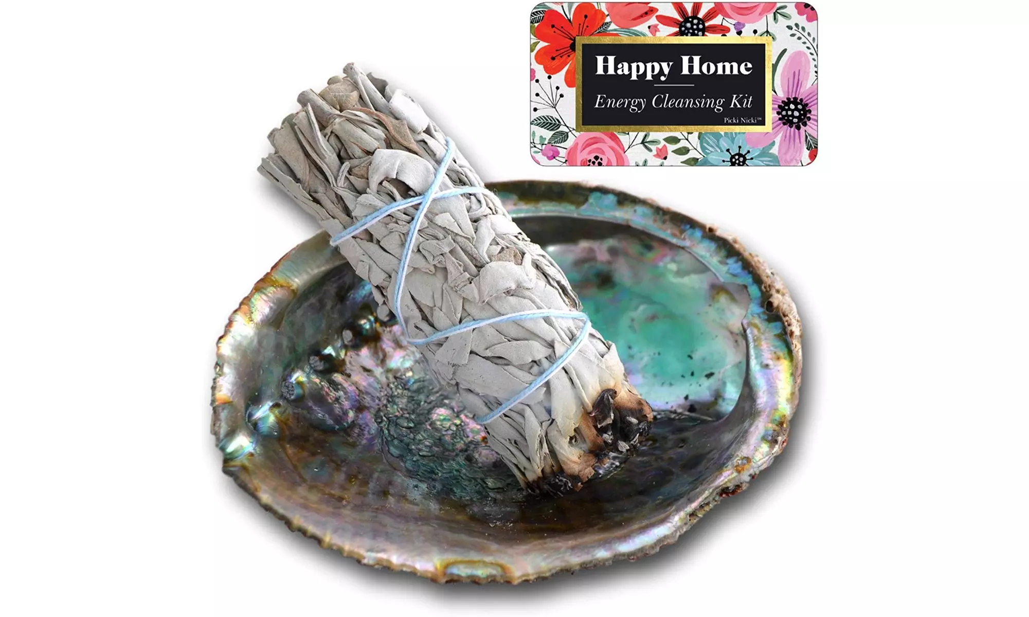 Happy Home Energy Cleansing Kit - White Sage Stick Bundle for Smudges - Primary Image