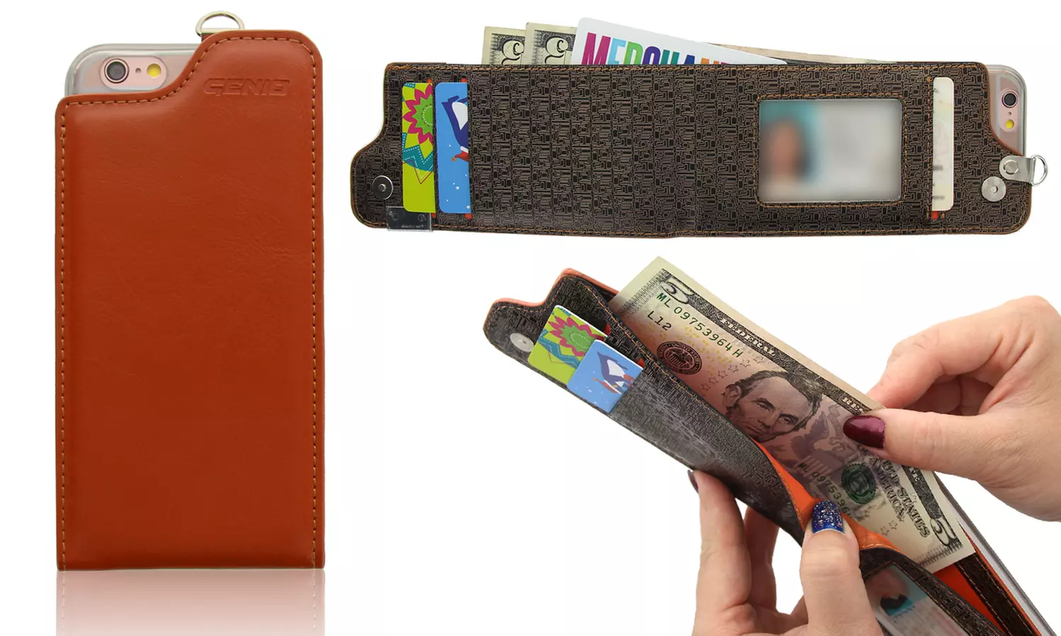 Slim Folio Credit Card / ID / Cash Storage Wallet Case for iPhone 6/6S - Second Medium