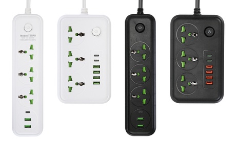 IMounTEK 2500W Power Strip With AC Outlets And USB A/C Ports (Multi-Options) White 6-Port