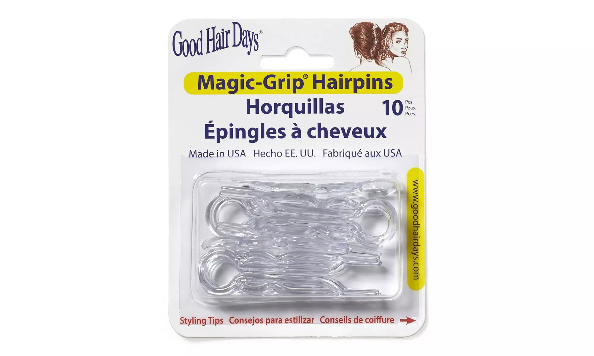 Magic-Grip Hair Pins Set of 10 by Good Hair Days Color: Shell - Primary Image