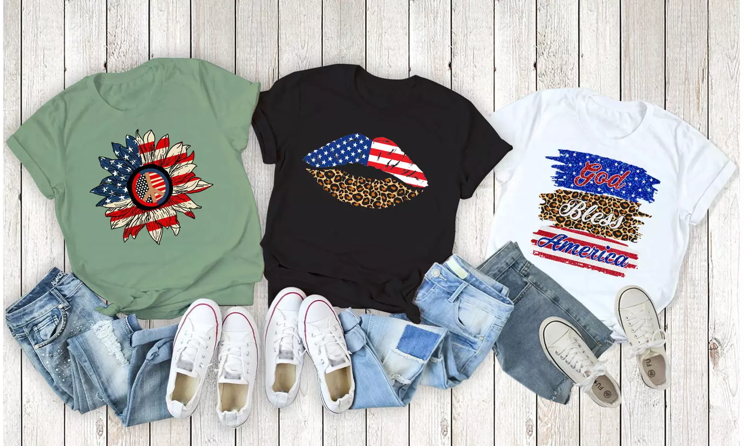 Women Miss American Flag Patriotic T-Shirt (S-2XL)