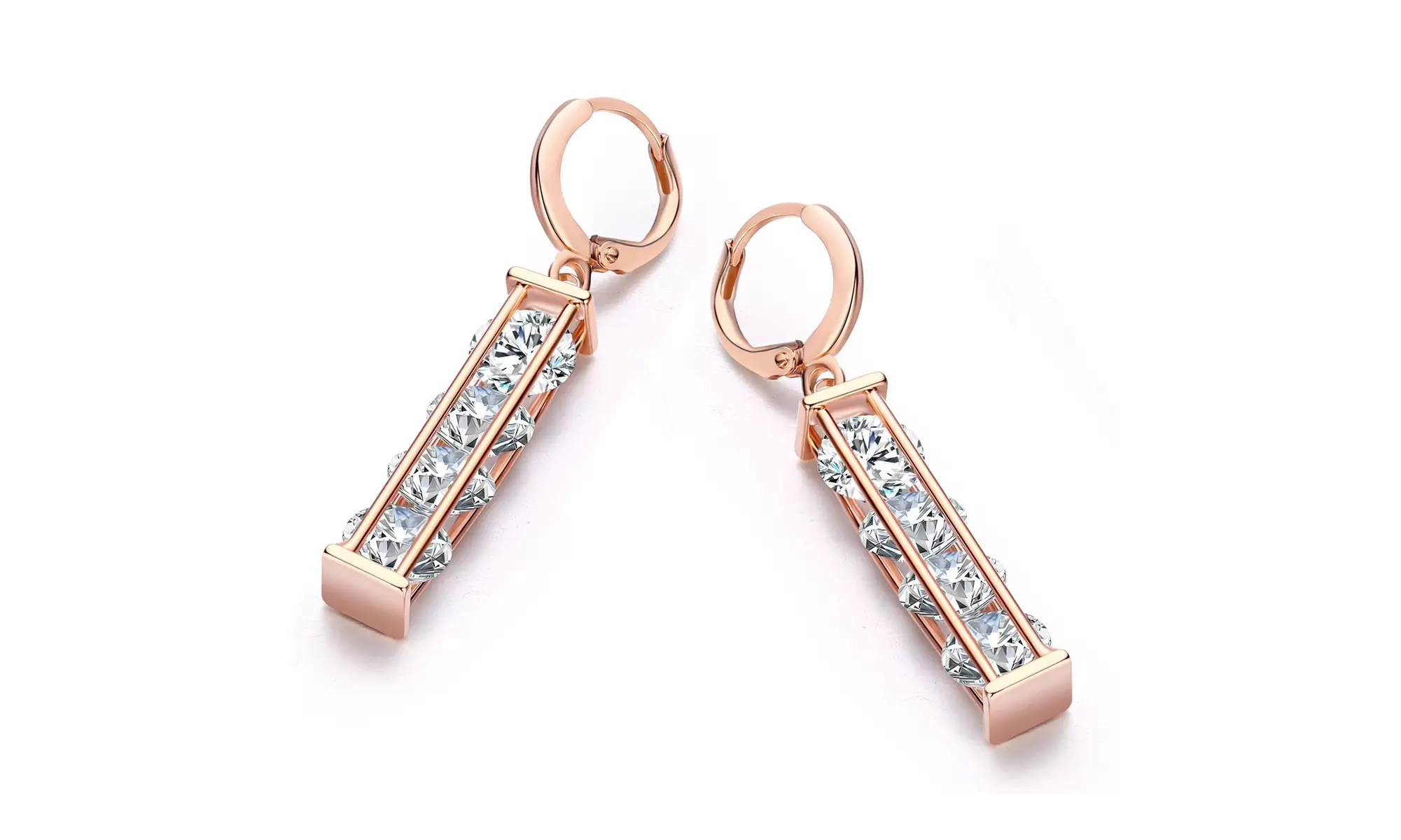 Crystal Earrings In 18K Rose Gold Plating Made With Crystals From Swarovski - Second Medium