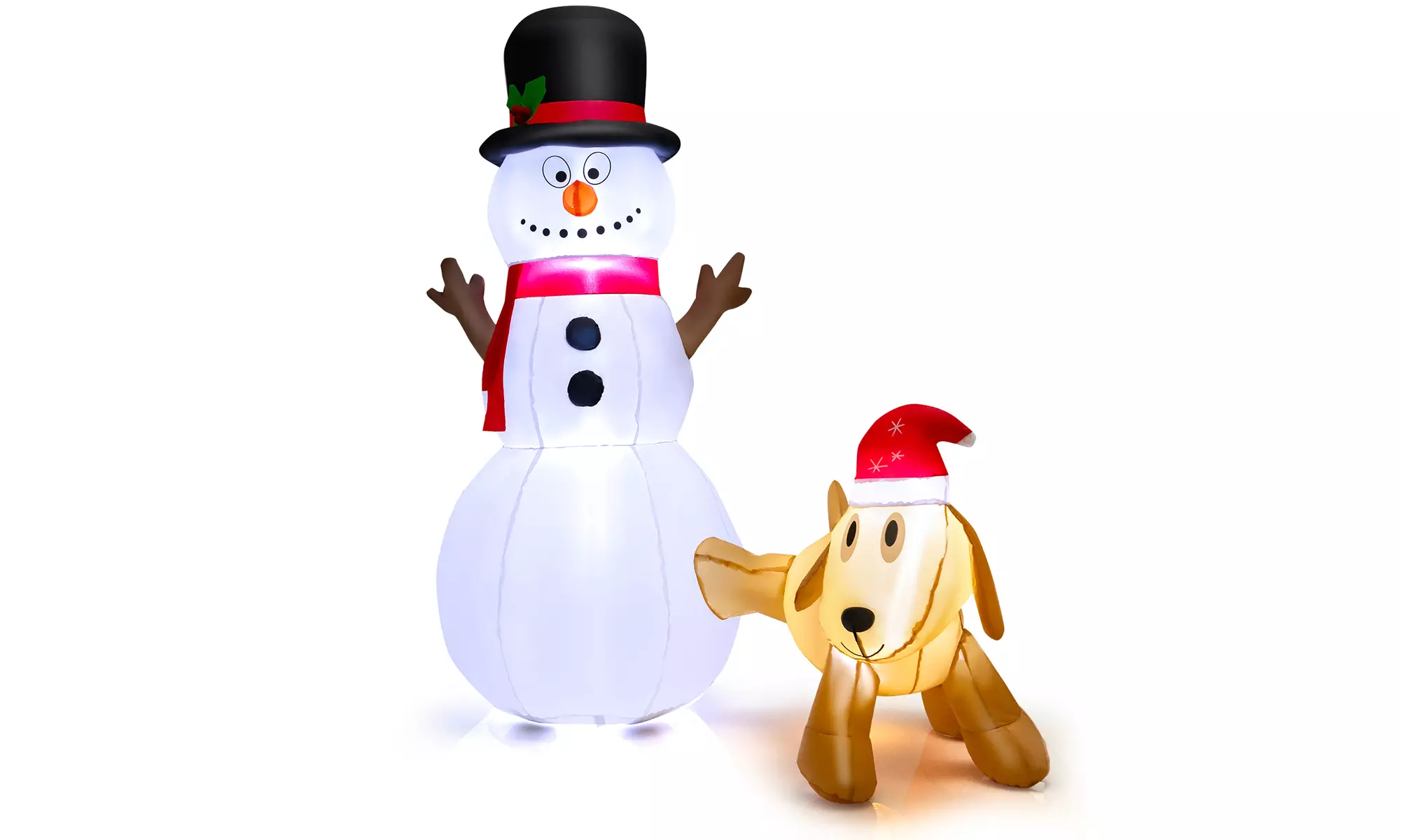 Costway 6 FT Tall Inflatable Snowman and Dog Set Christmas Decoration LED Lights