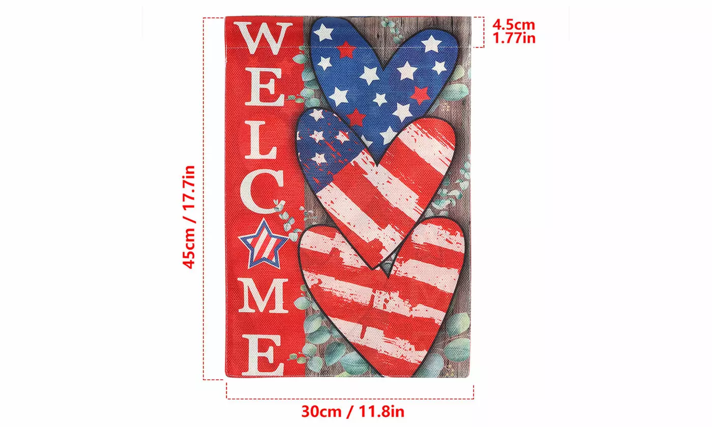 4th of July Patriotic Welcome Garden Flag 12x18 Inch Double Sided USA Flag