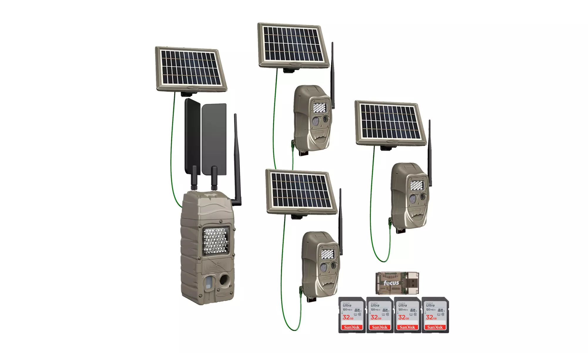 Cuddeback CuddeLink Starter Kit 3plus1 (ATT) w/ Extra J-1521, Solar Bank Bundle - Primary Image
