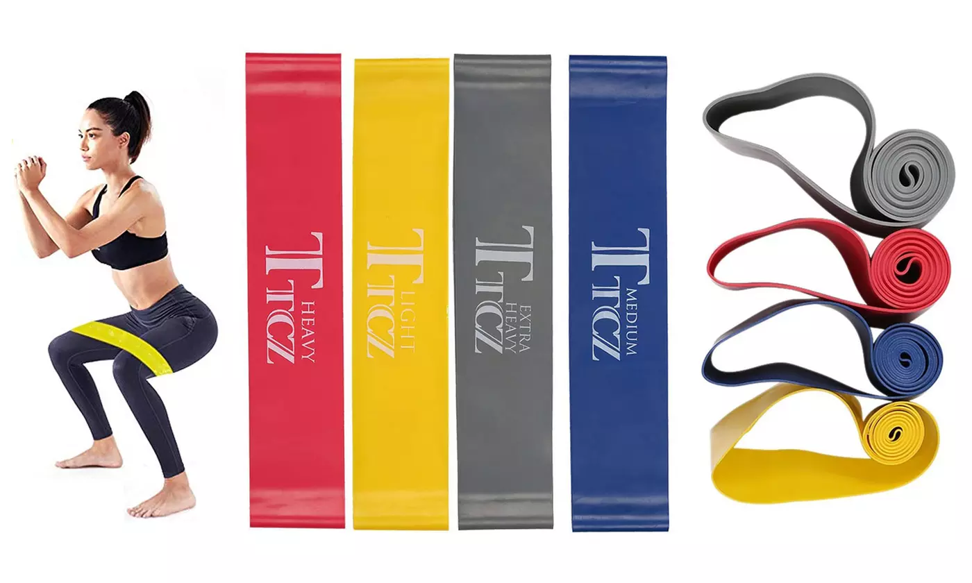 4-Pack Resistance Loop Exercise Bands Latex For Home Fitness Strength Training - Primary Image