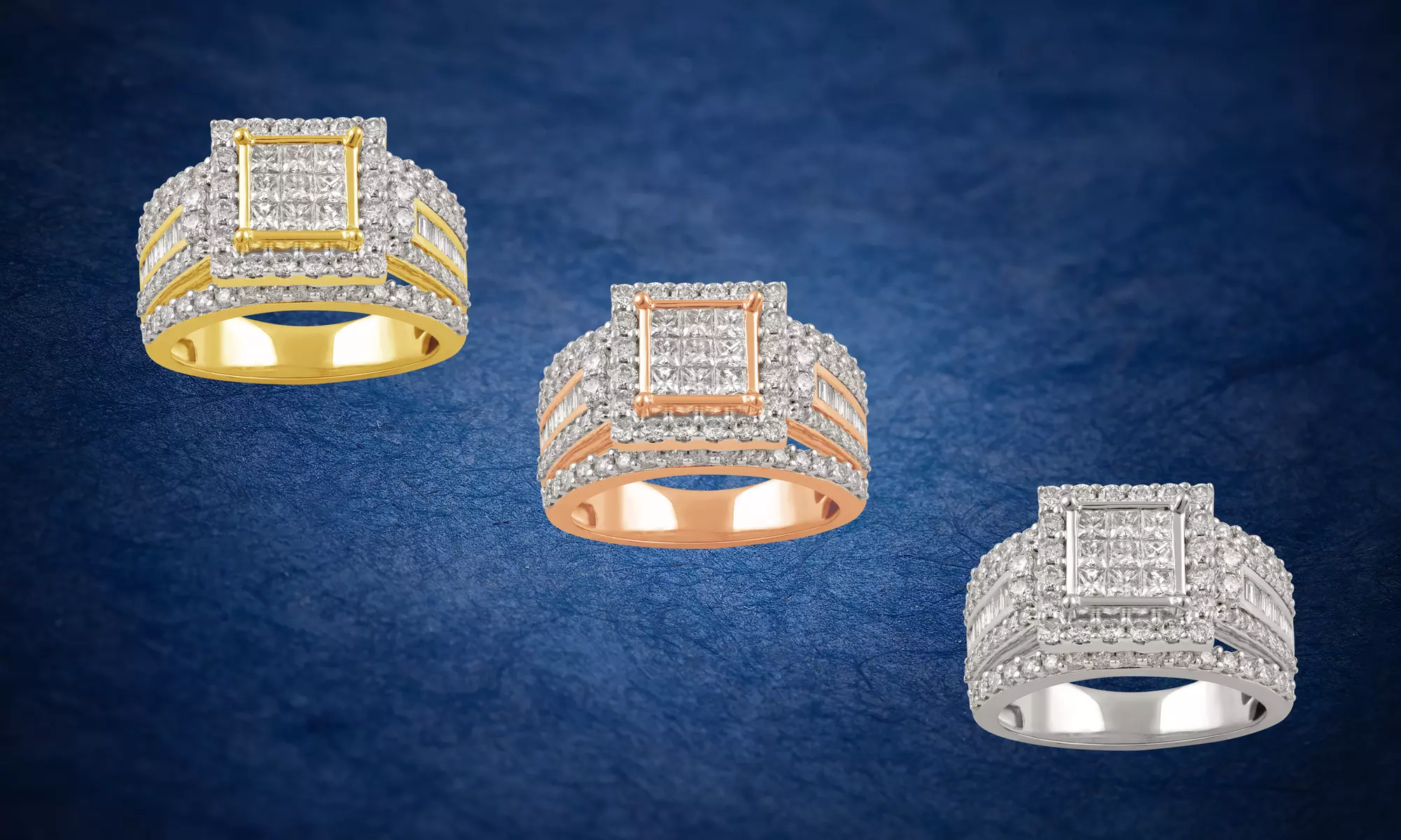 2CTTW Diamond Cluster Princess Halo Bridal Ring in 10K Gold By Brilliant Diamond - Primary Image