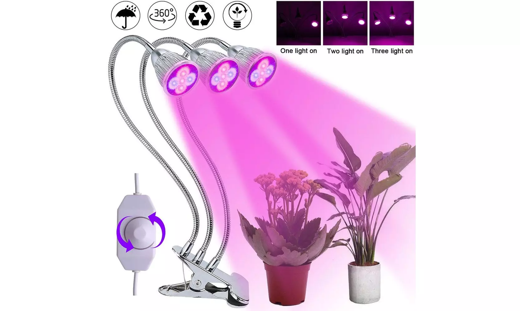 LED Grow Light Grow Lamp Bulb for Indoor Plants 15W Super Bright 60 LEDs Silver - Second Medium
