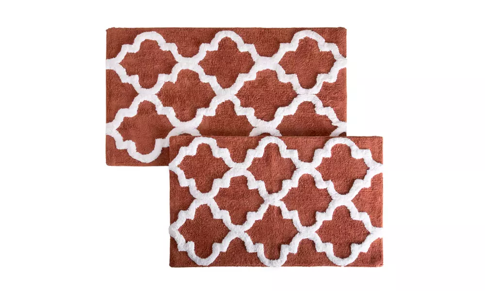 Lavish Home 100% Cotton Trellis Bath Mat Set (2-Piece)