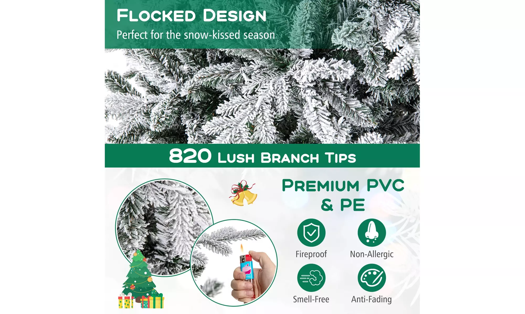 Costway 4.5/6/7 FT Christmas Tree with 8 Lighting Modes Multi-Color LED Lights