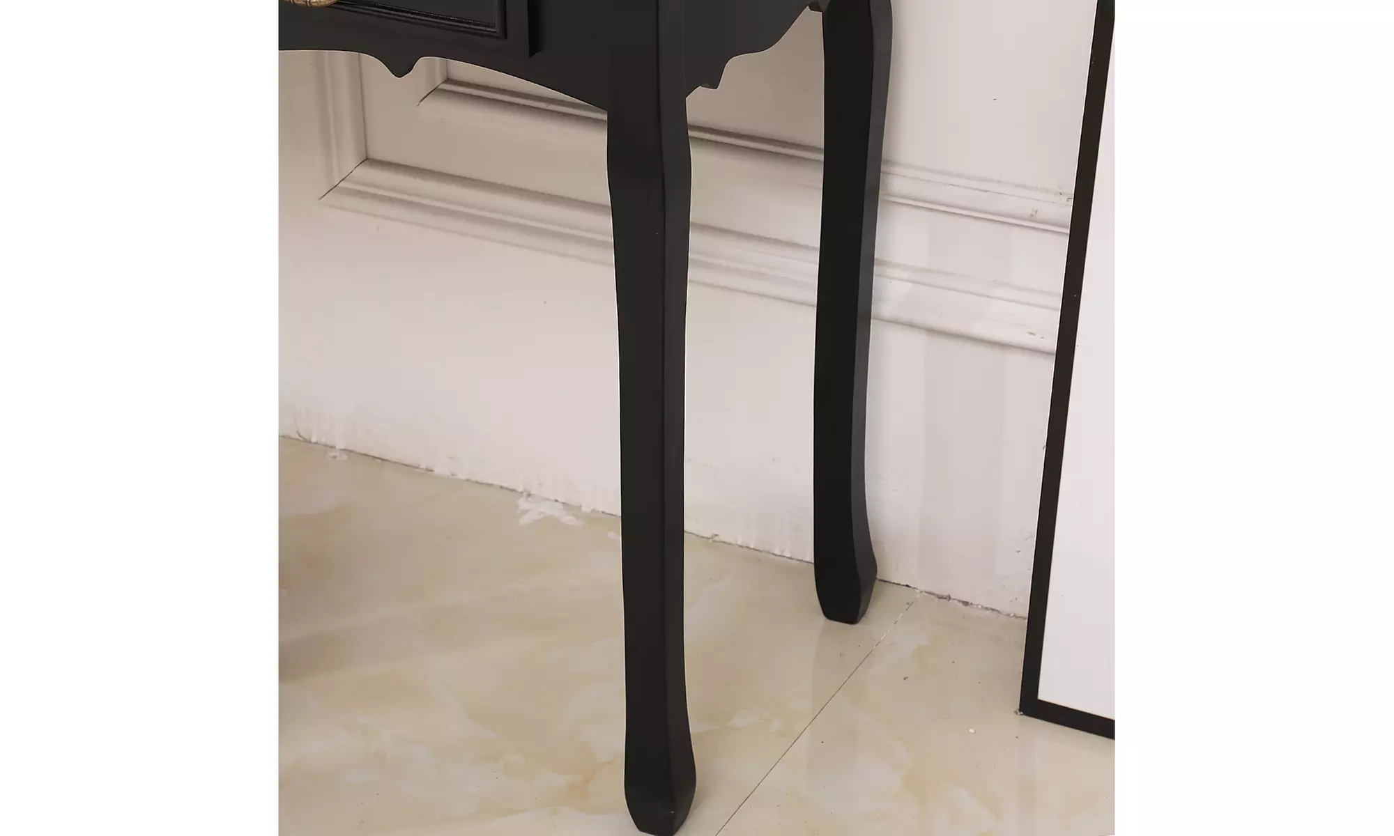 Trifold Mirrors Makeup Vanity Table Set Vanity Beauty Station w/Cushioned Stool - Second Medium