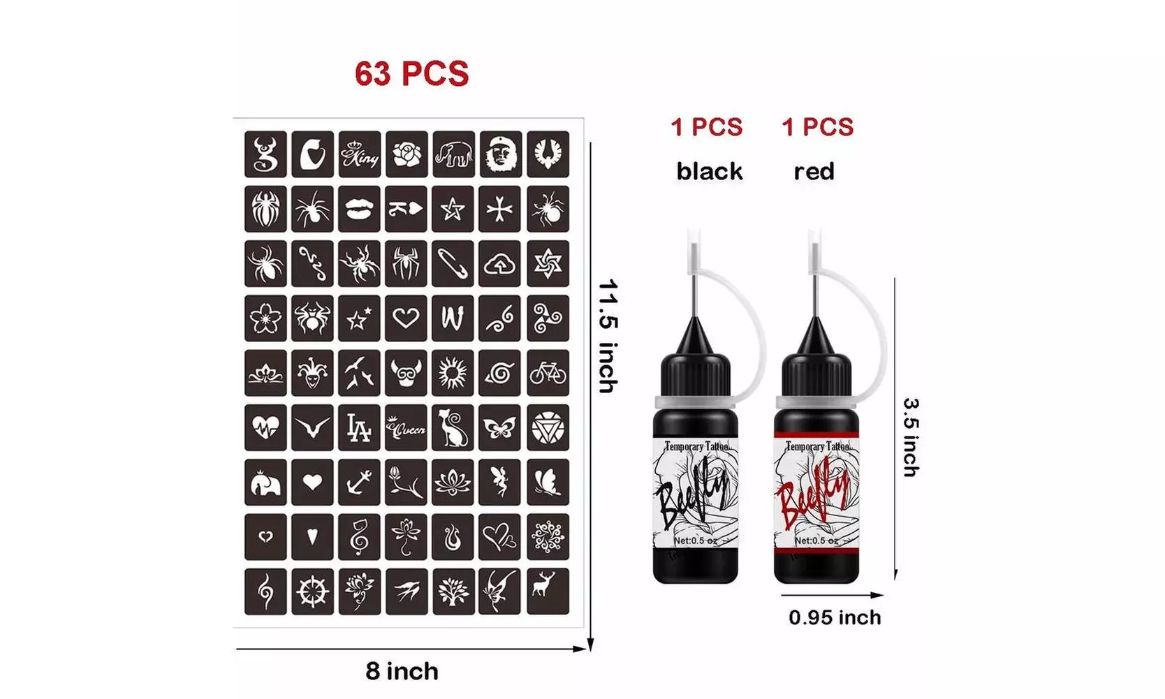 Temporary Tattoos Kit, Semi Permanent Freehand Ink/Paste, DIY Tattoos Temp - Second Medium