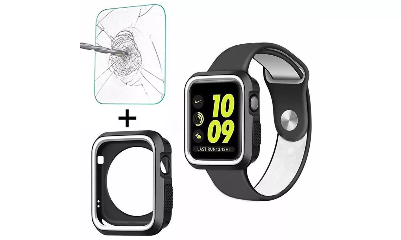 Rugged Armor Protective Case W/ Glass Screen Protector For Apple Watch Series 5 - Primary Image