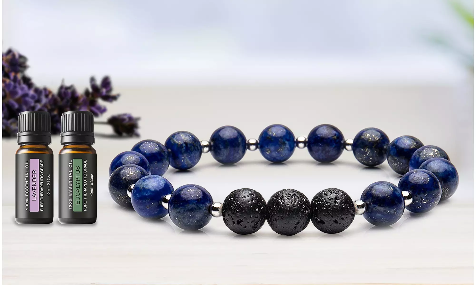Lava Stone Turquoise-tone Diffuser Bracelet