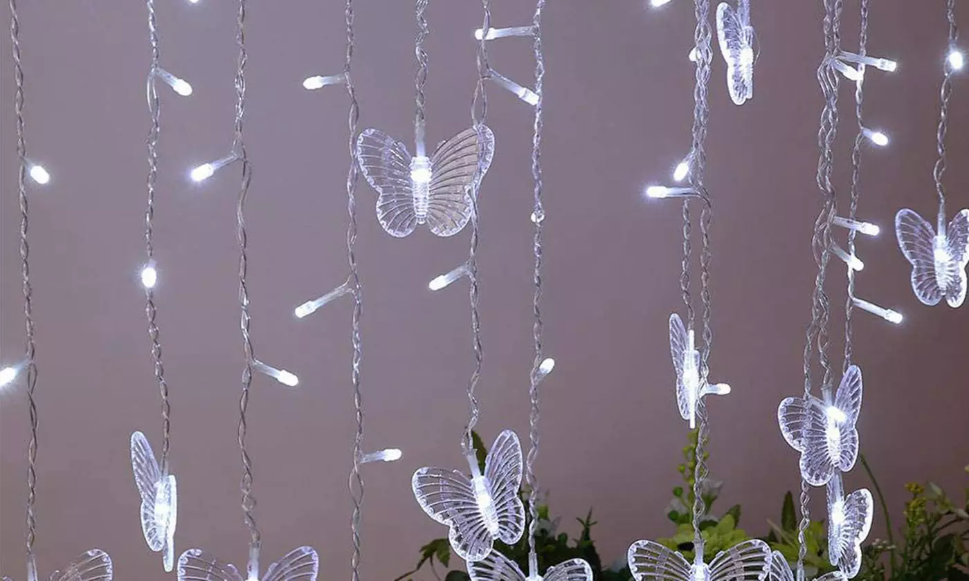 96 LED Christmas Snowflake LED Curtain String Lights Window Curtain Lights