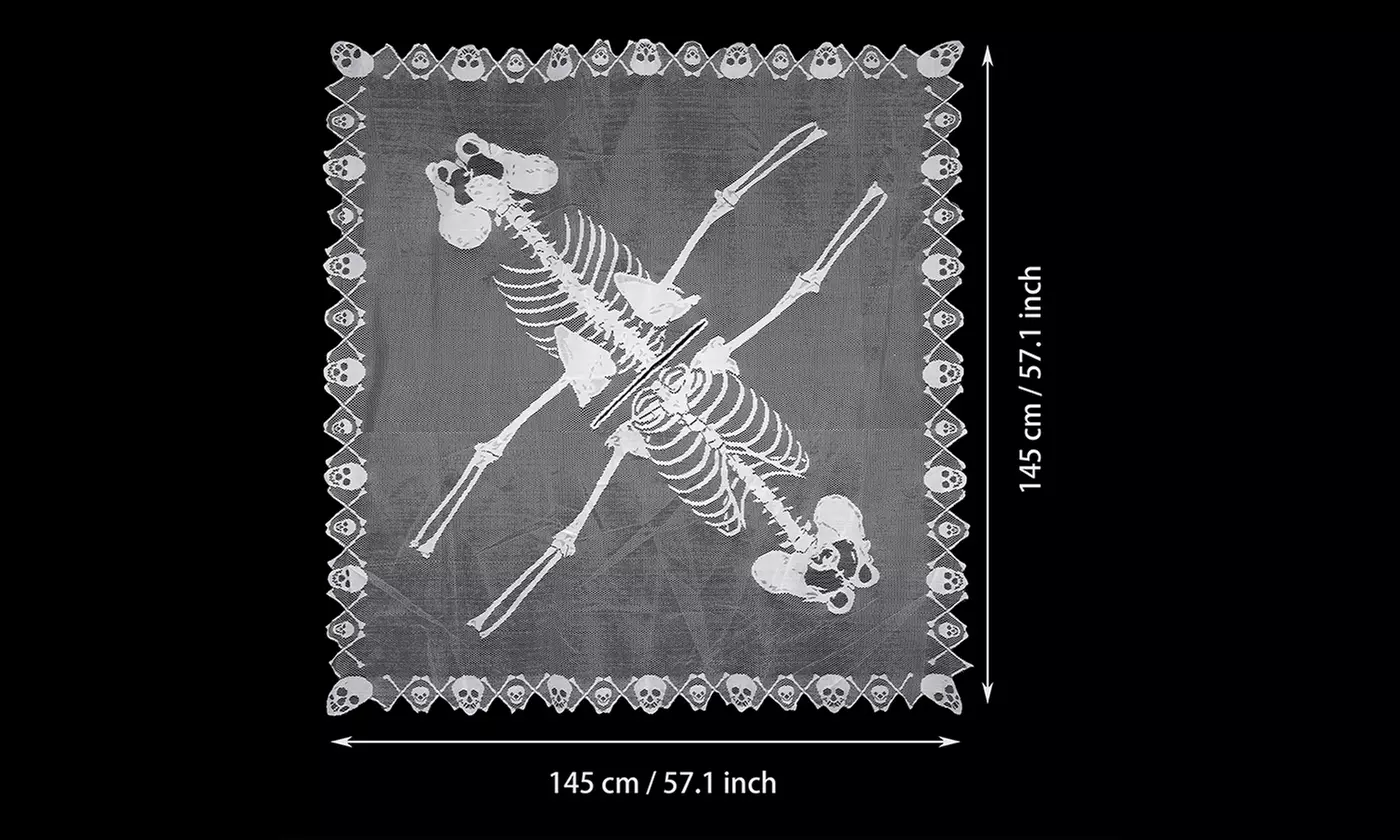 White Scarf Lace Skeleton Poncho Skull Spider Web Halloween Party Costume Decor
