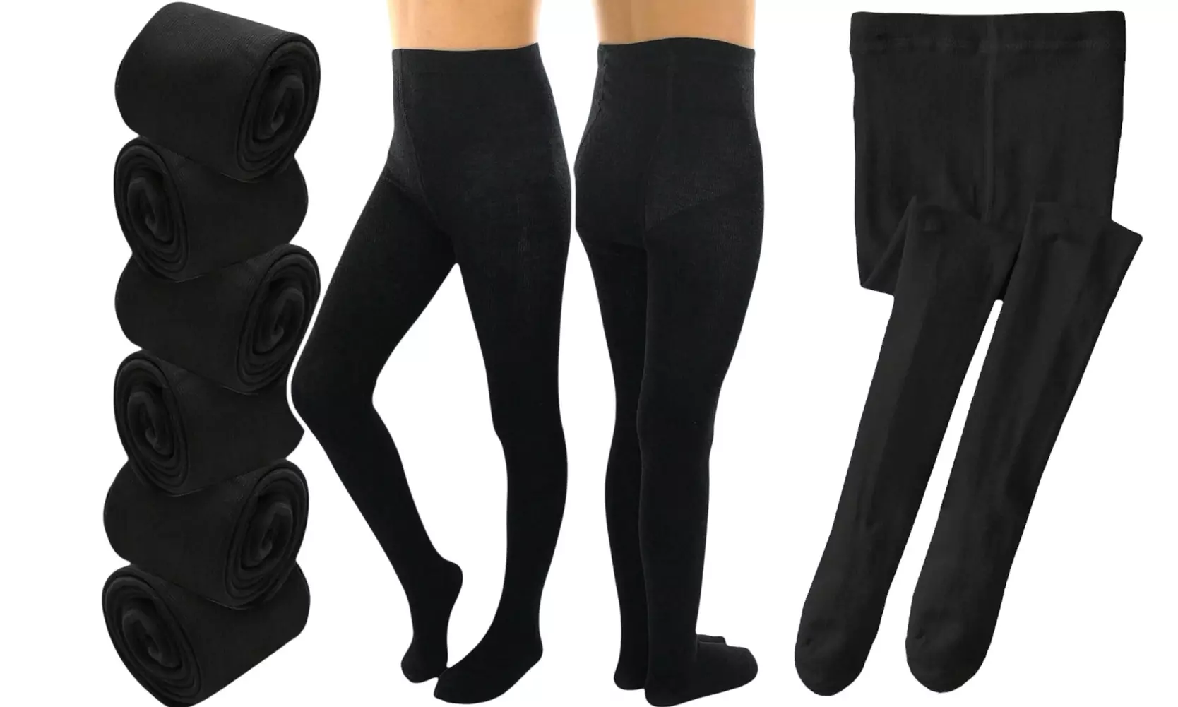 ToBeInStyle Pack of Six Kids' Classic Pull-On Assorted Warm Winter Tights