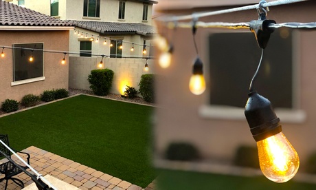 Outdoor String Lights LED 48FT With Connectable 15 Shatterproof S14 Decor Garden 48 FT 15 LED Bulbs