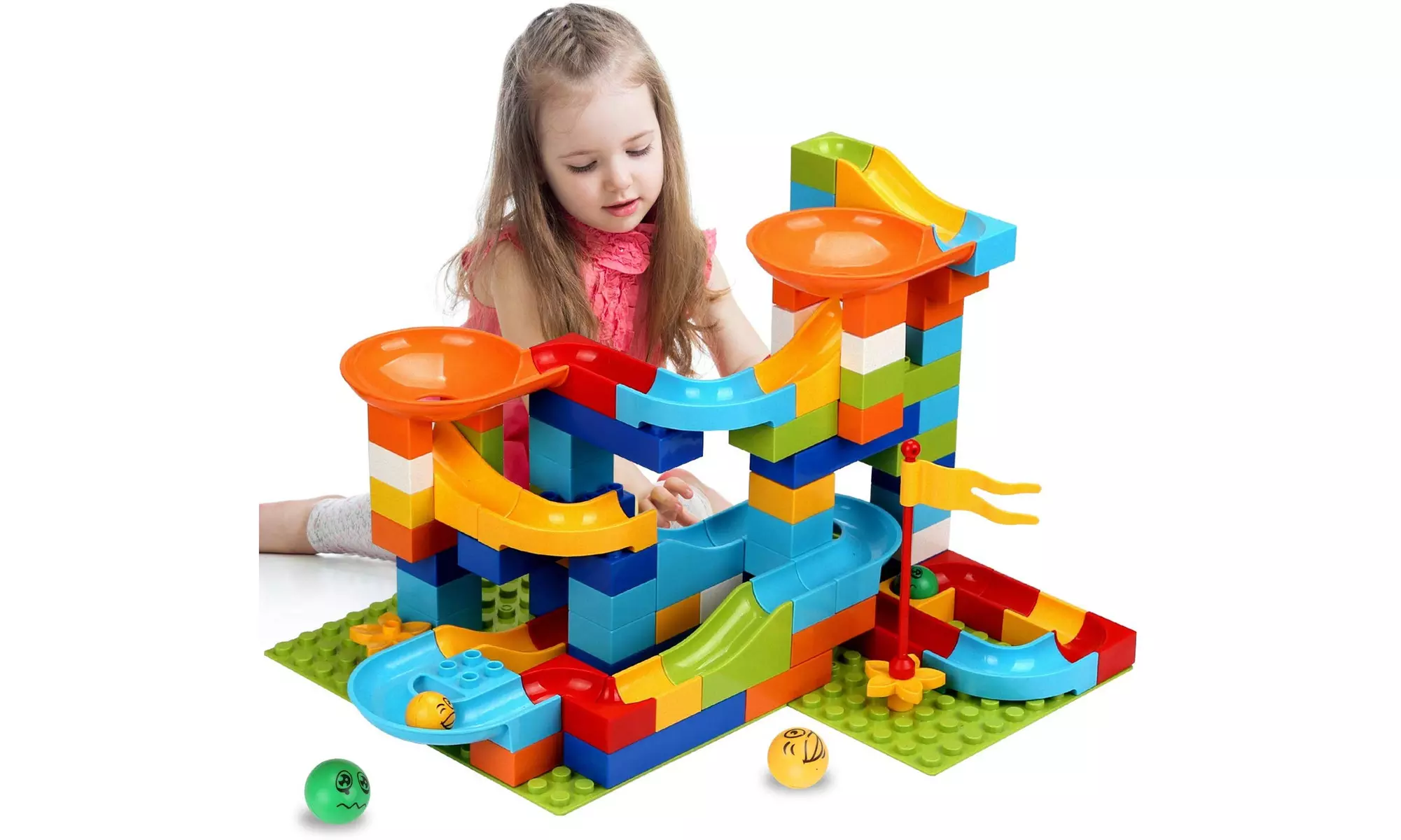 Marble Run Building Blocks Classic Big Blocks STEM Toy Bricks Set - Primary Image