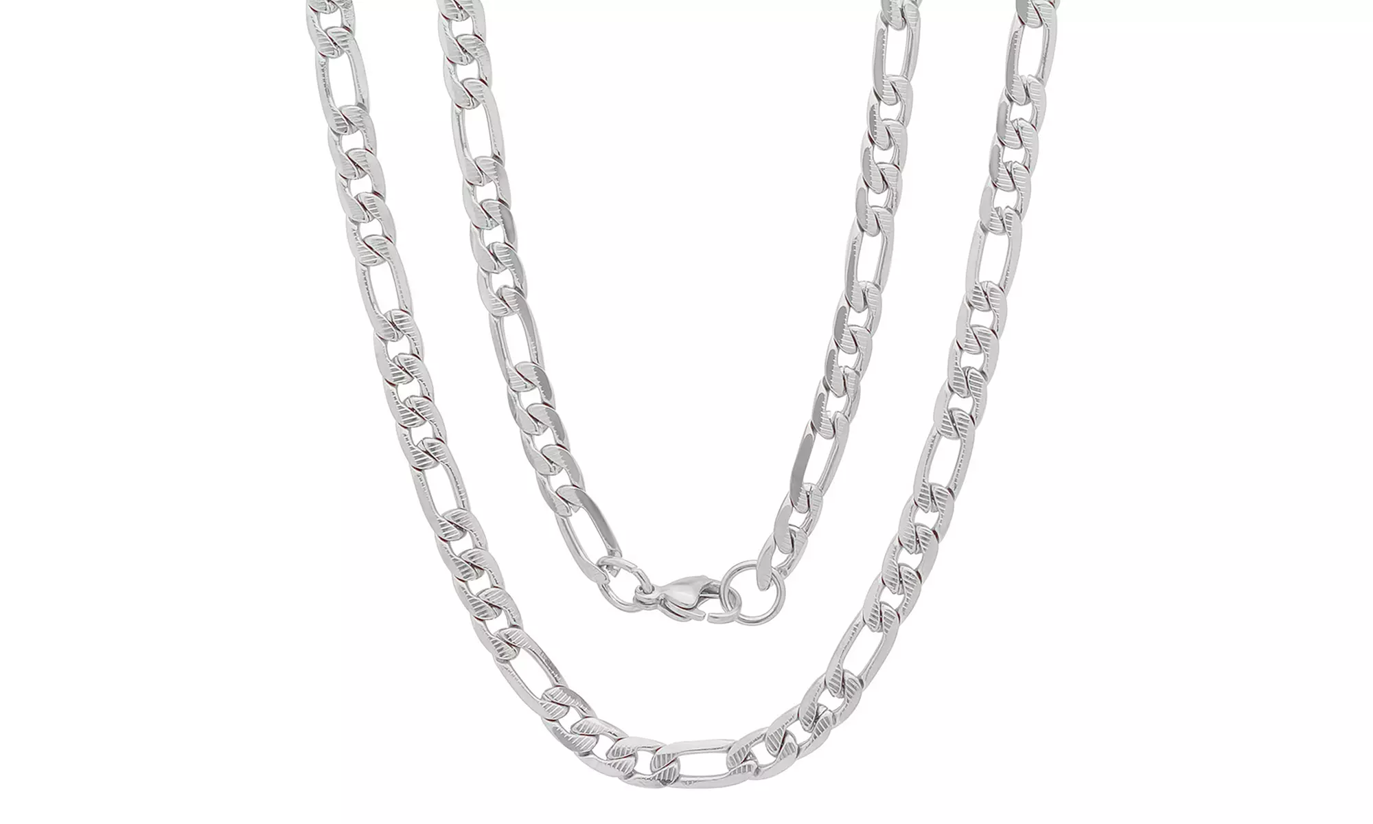 Men's Choice of Stainless Steel Figaro Necklace or Figaro Chain And Bracelet Set