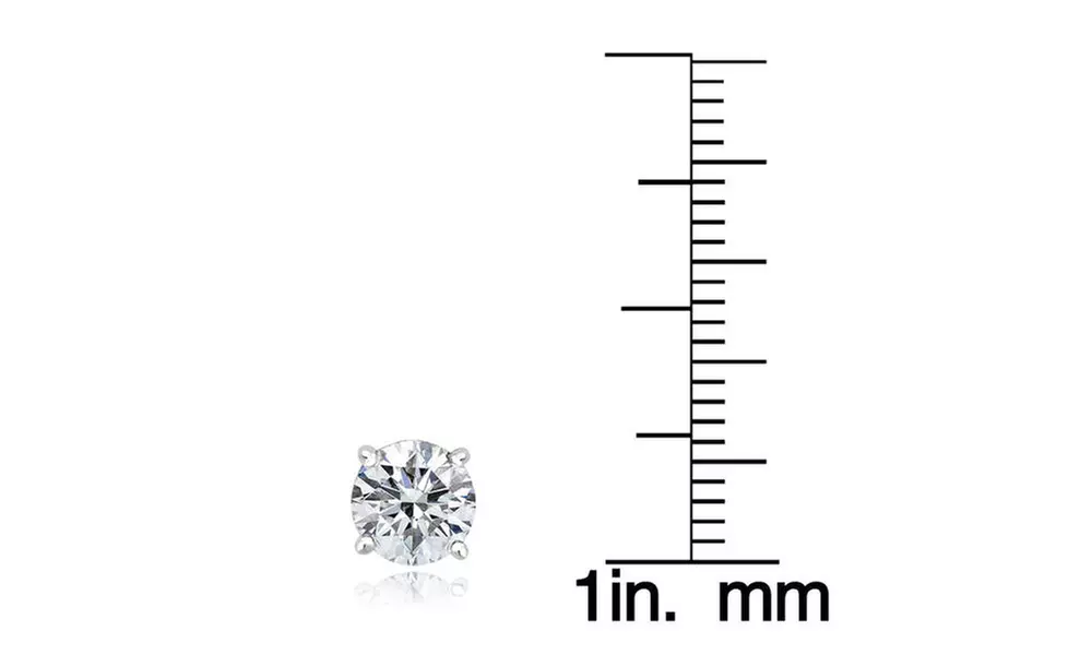 Platinum Plated 100 Facets Cubic Zirconia Stud Earrings (2cttw) - Primary Image