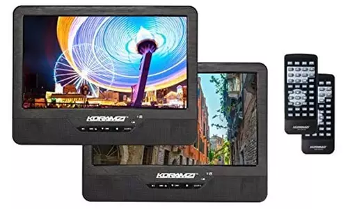 Koramzi PDVD-2DVDS95 Portable 9" Dual Screen w/ Rechargeable Battery (Black)-New - Primary Image