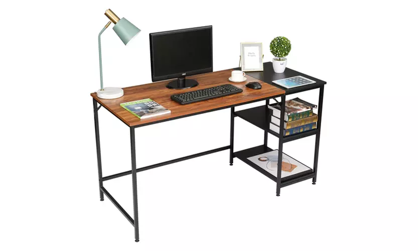 55 inches Computer Desk with 2 Shelves Large Home Office Desk - Second Medium