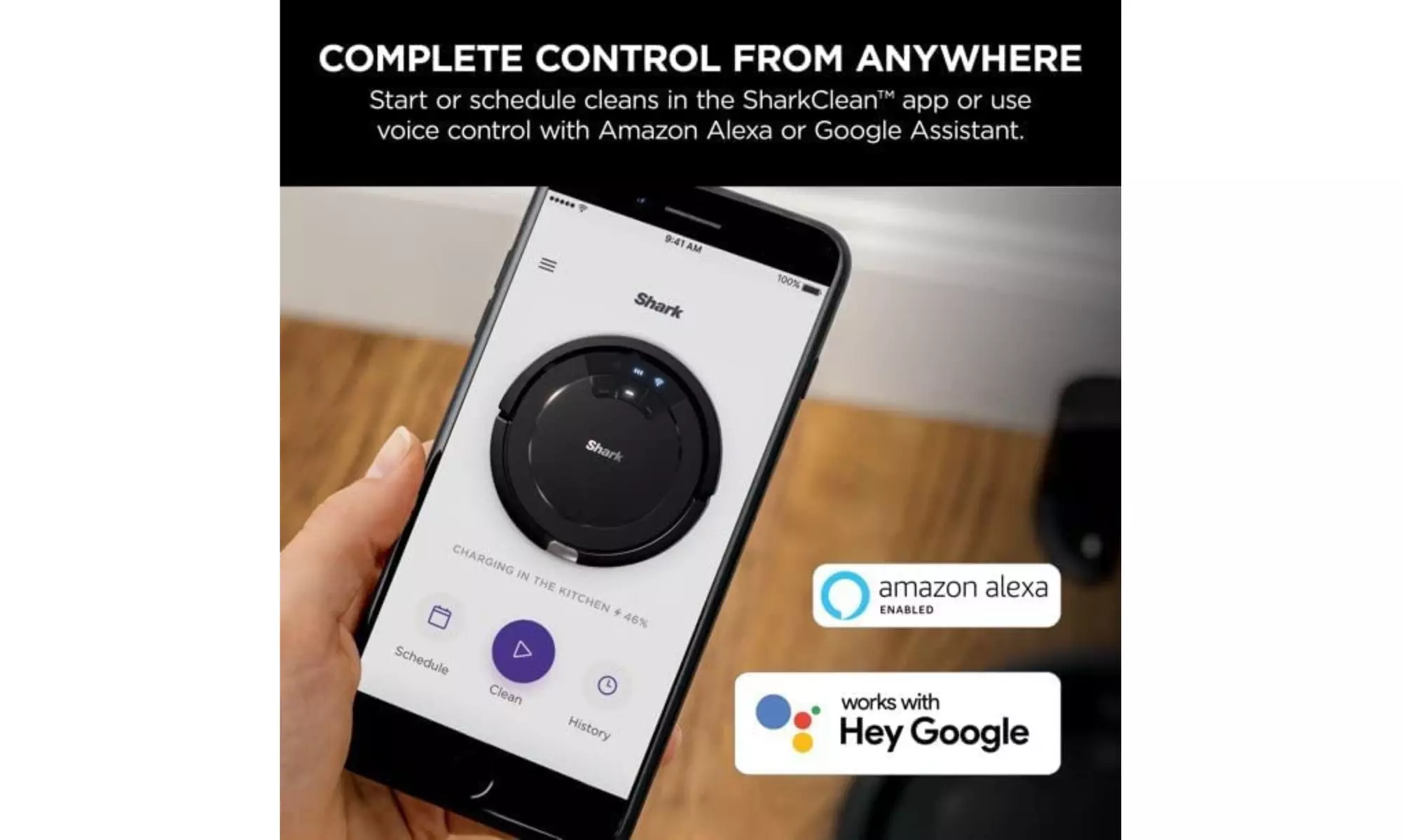 Shark RV754R01US ION Robot Vacuum Wi Fi Connected Works Google (Black)-Renewed