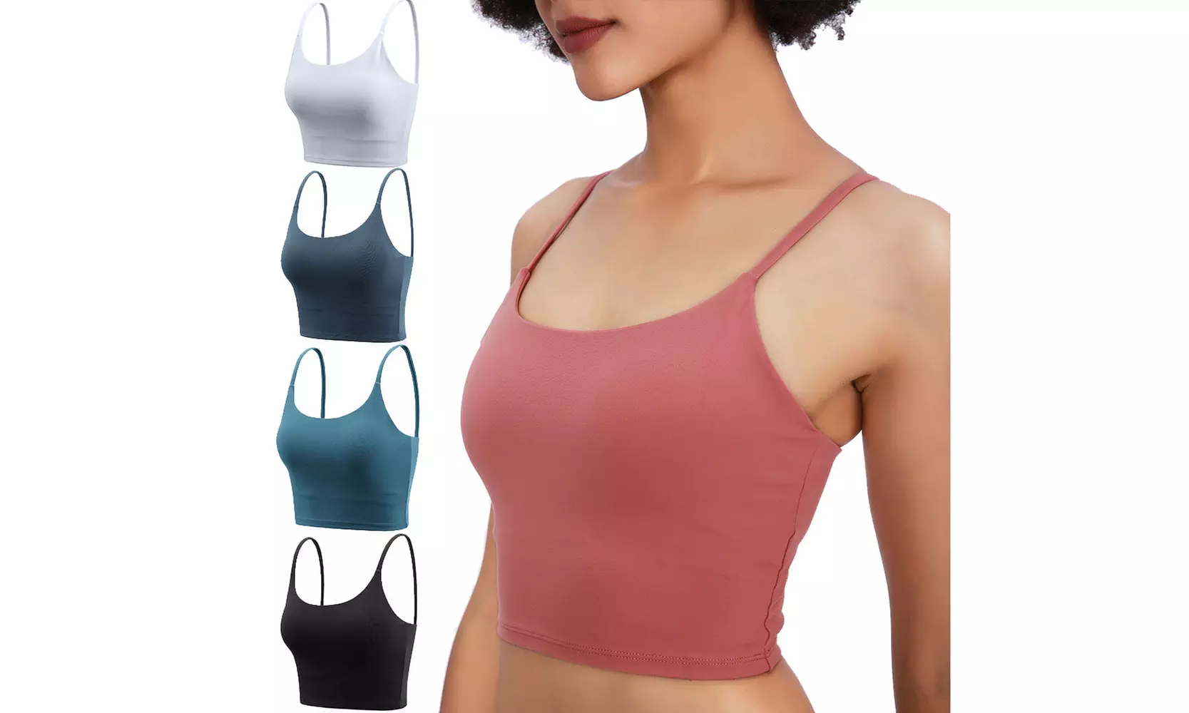 Women Padded Sports Bra Fitness Workout Running Shirts Yoga Tank Top - Primary Image