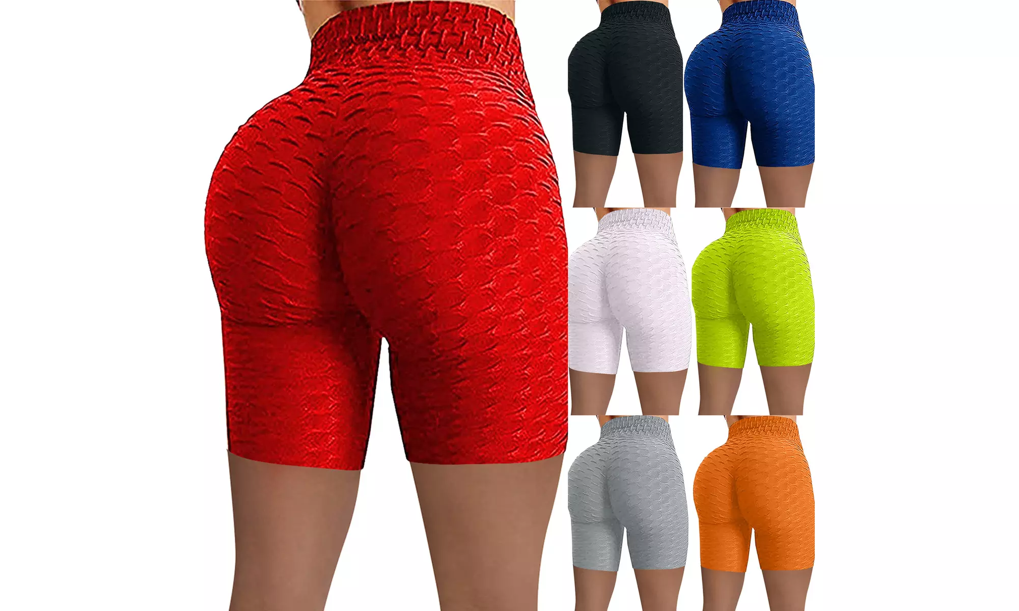 Womens Anti Cellulite Butt Leggings Shorts Butt Lift Scrunch Textured Leggings - Primary Image