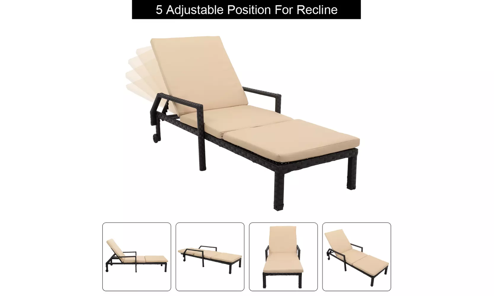 Wheeled Patio Garden Rattan Bed