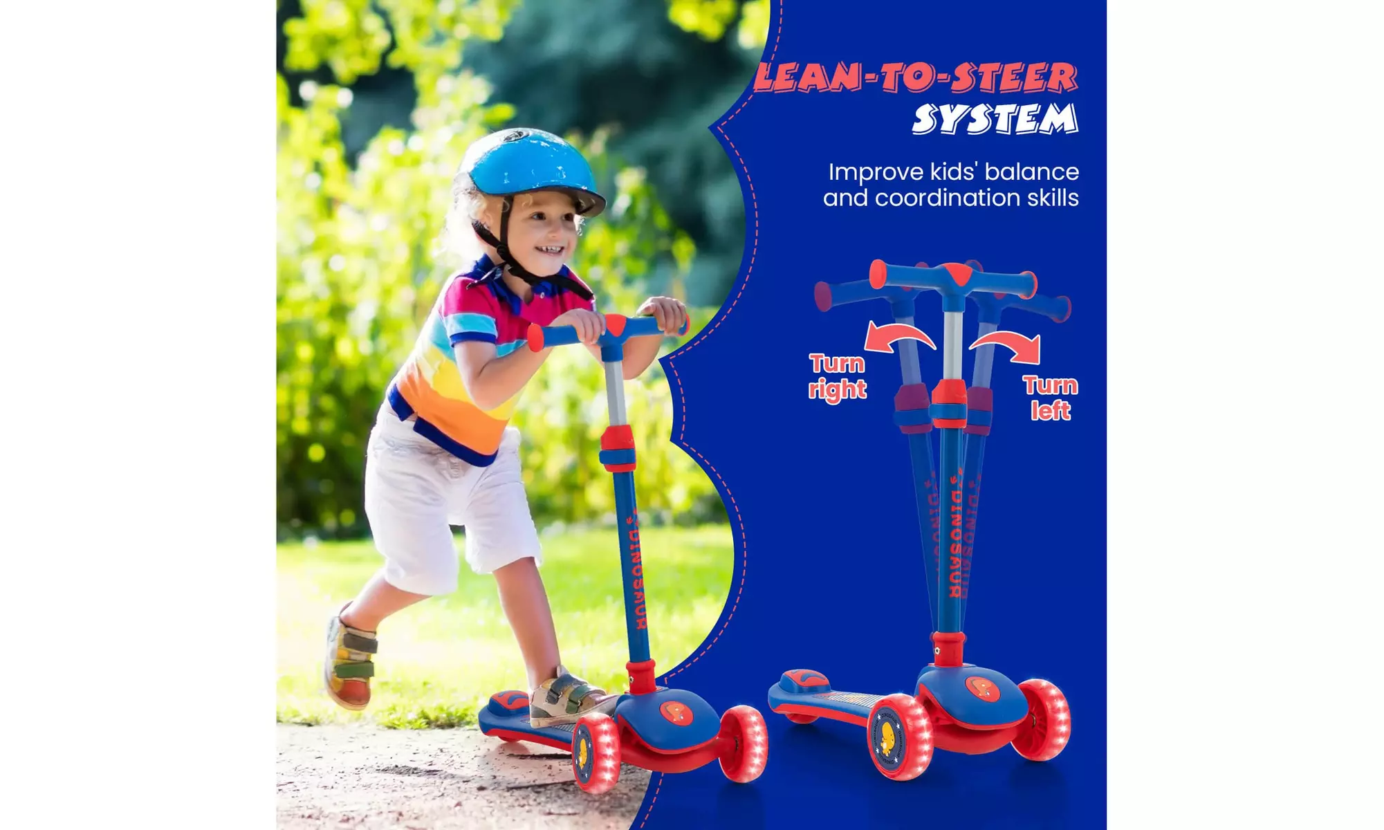 Costway 3-Wheel Kids Scooter Toddler Folding Balancing Kick Scooter