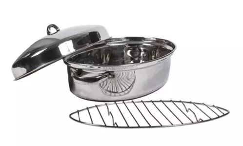 High Quality Stainless Steel Turkey Roasting Pan 15" Oval Multi Oven Roaster Pan - Second Medium