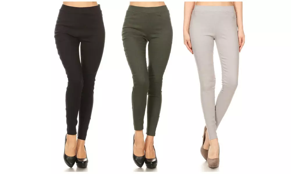 Women's High Waist Pull-On Stretchy Skinny Jeggings (3-Pack) With Plus Size